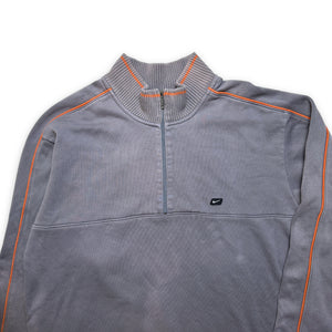 Early 2000's Nike Grey/Orange Quarter Zip - Extra Large