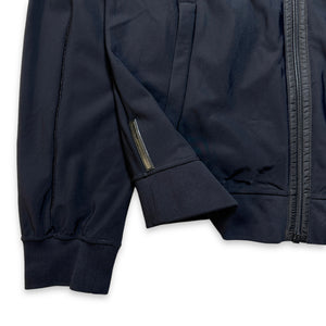 Prada Sport Jet Black Leather Tab Track Jacket - Medium
