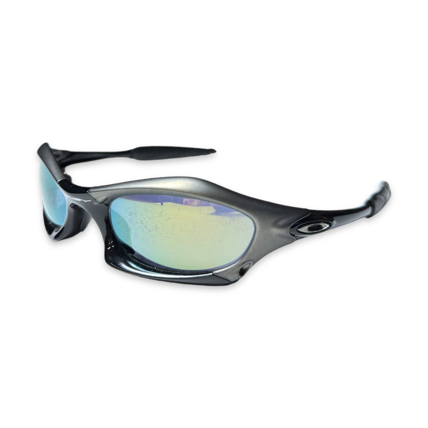 2003 Oakley Splice Black Gunmetal Polished Black + Emerald Iridium Sunglasses