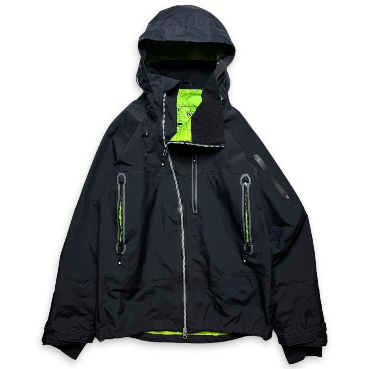 AW11' Stüssy x Afdice Jet Black Asymmetric Zip Technical Gore-Tex Jacket