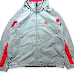 Early 2000's Nike ACG Grey/Red Panelled Padded Jacket - Extra Large