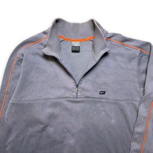 Nike Grey/Orange Quarter Zip du début des années 2000 - Extra Large
