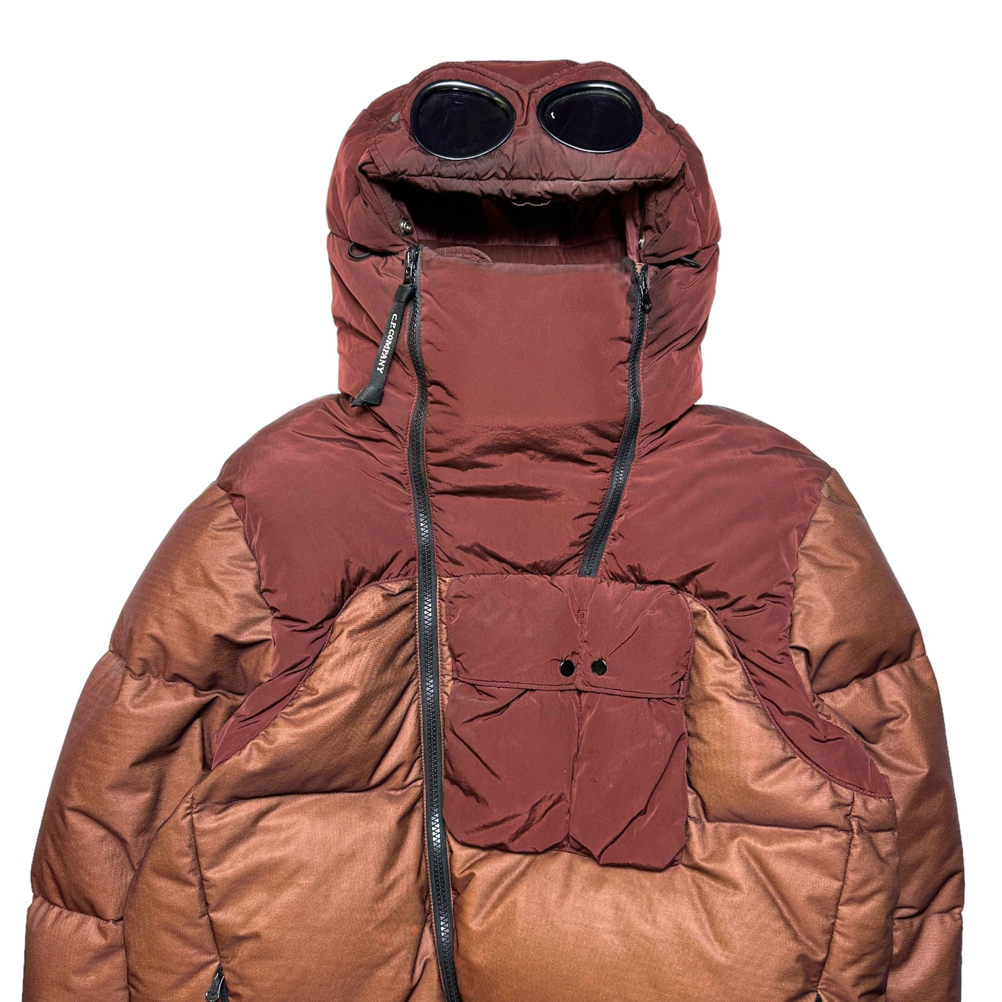 CP Company Burgundy Bi-Mesh Down Goggle Jacket - Medium / Large