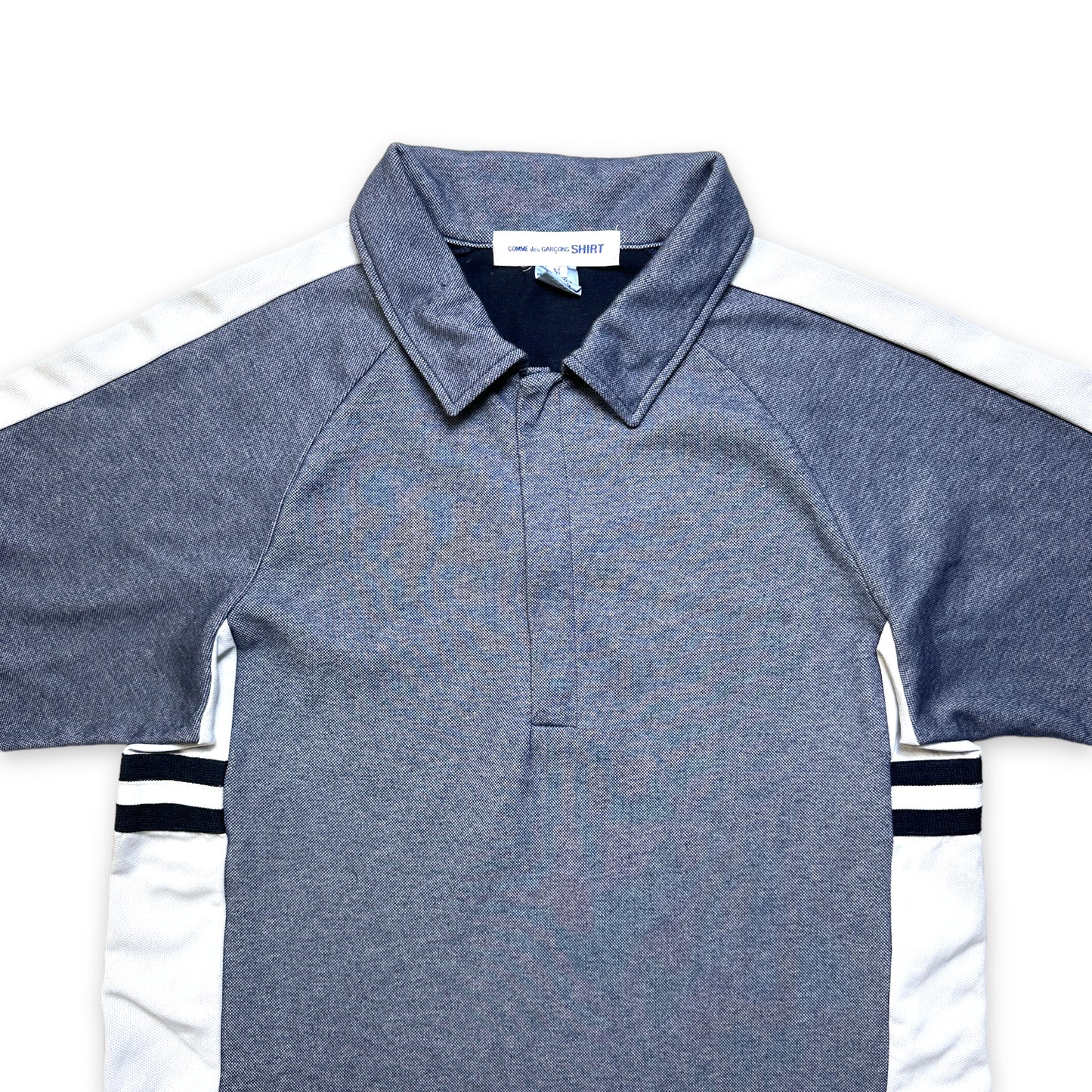 Comme Des Garcons Split Panel Navy Polo - Medium