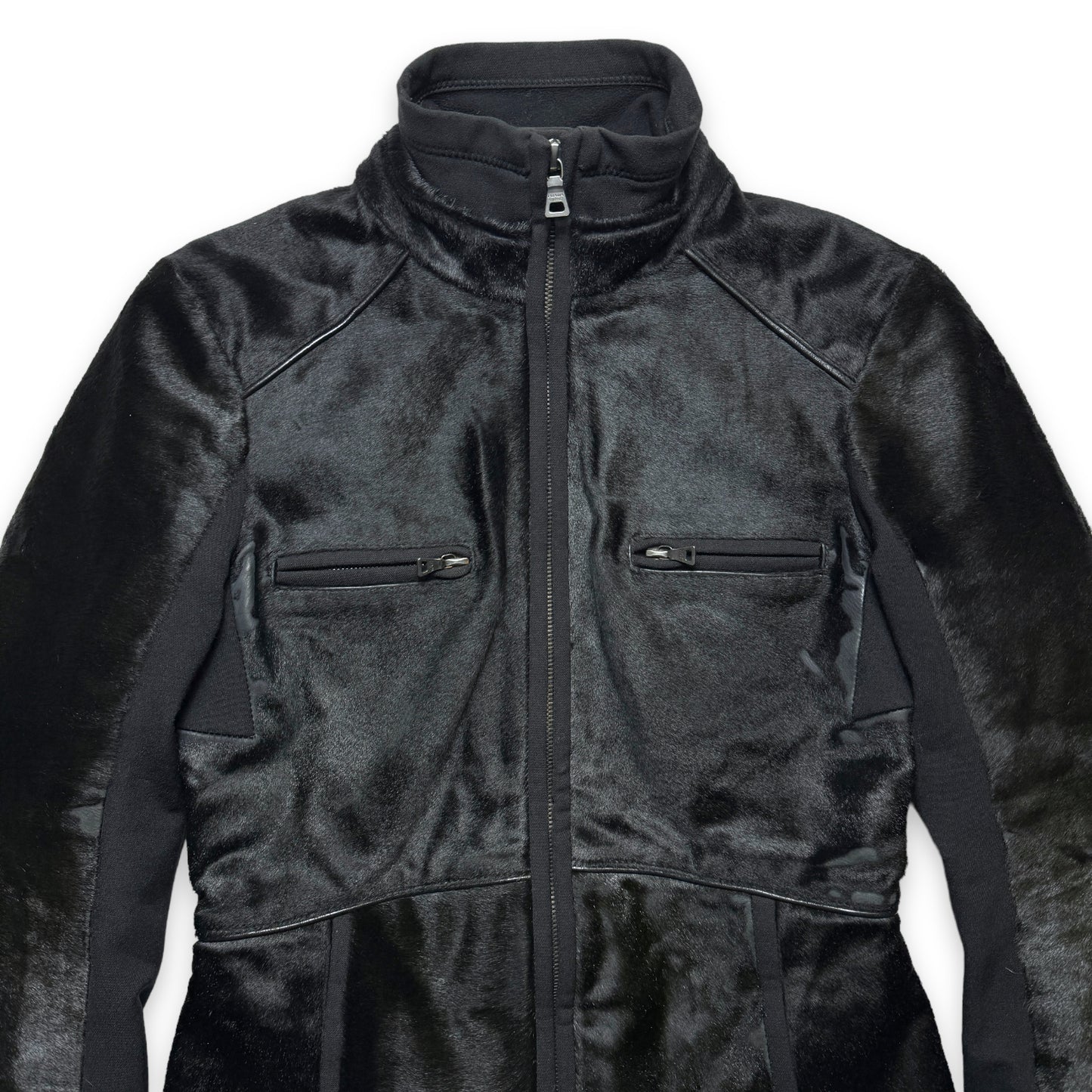 Début des années 2000 Prada Mainline Dyed Kid Fur Jet Black Jacket - Femmes 6-8