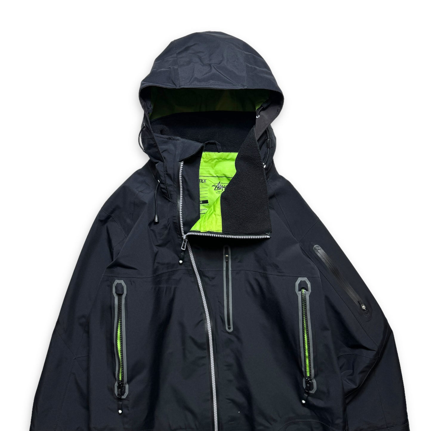 AW11' Stüssy x Afdice Jet Black Asymmetric Zip Technical Gore-Tex Jacket