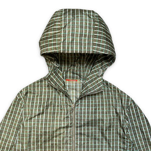 Early 2000's Prada Nylon Plaid Hooded Jacket - Small / Medium