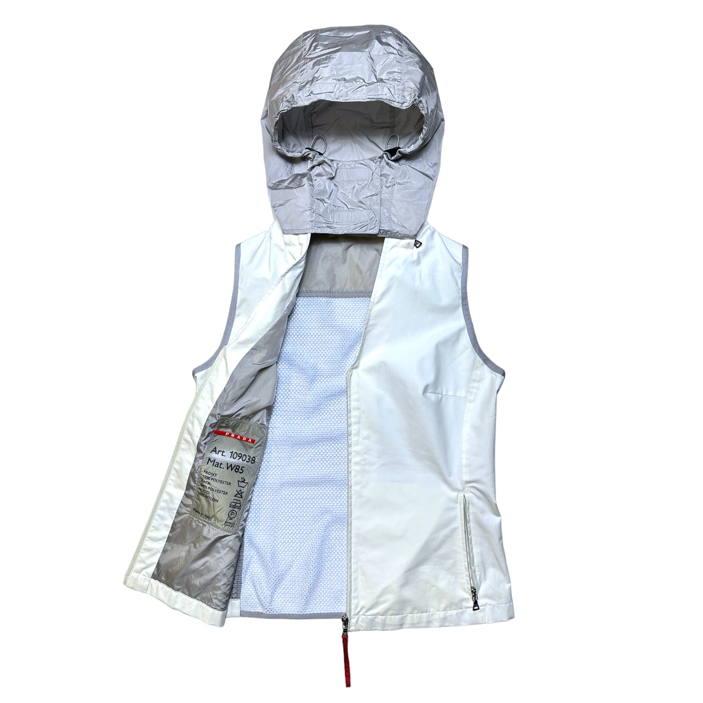 SS00’ Prada Sport Ventilated Packable Hood White Vest