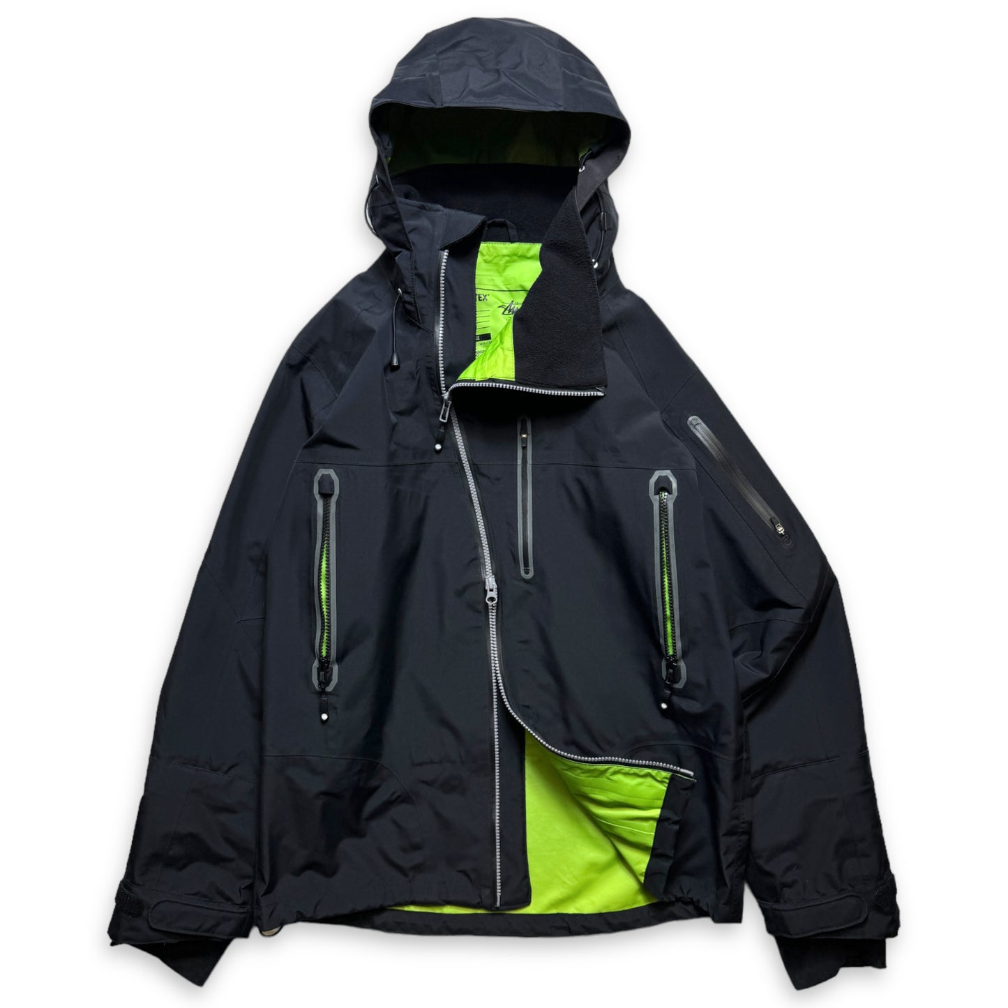 AW11' Stüssy x Afdice Jet Black Asymmetric Zip Technical Gore-Tex Jacket