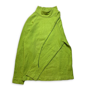 1990's Stone Island Bright Volt Green Panelled Mock Neck Sweatshirt - Medium