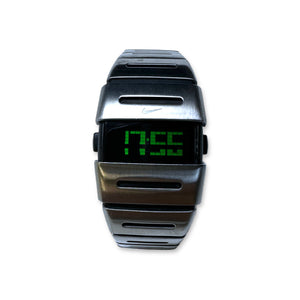 Early 2000's Nike D-Line Silver/Black Ron Stainless-Steel Digital Watch