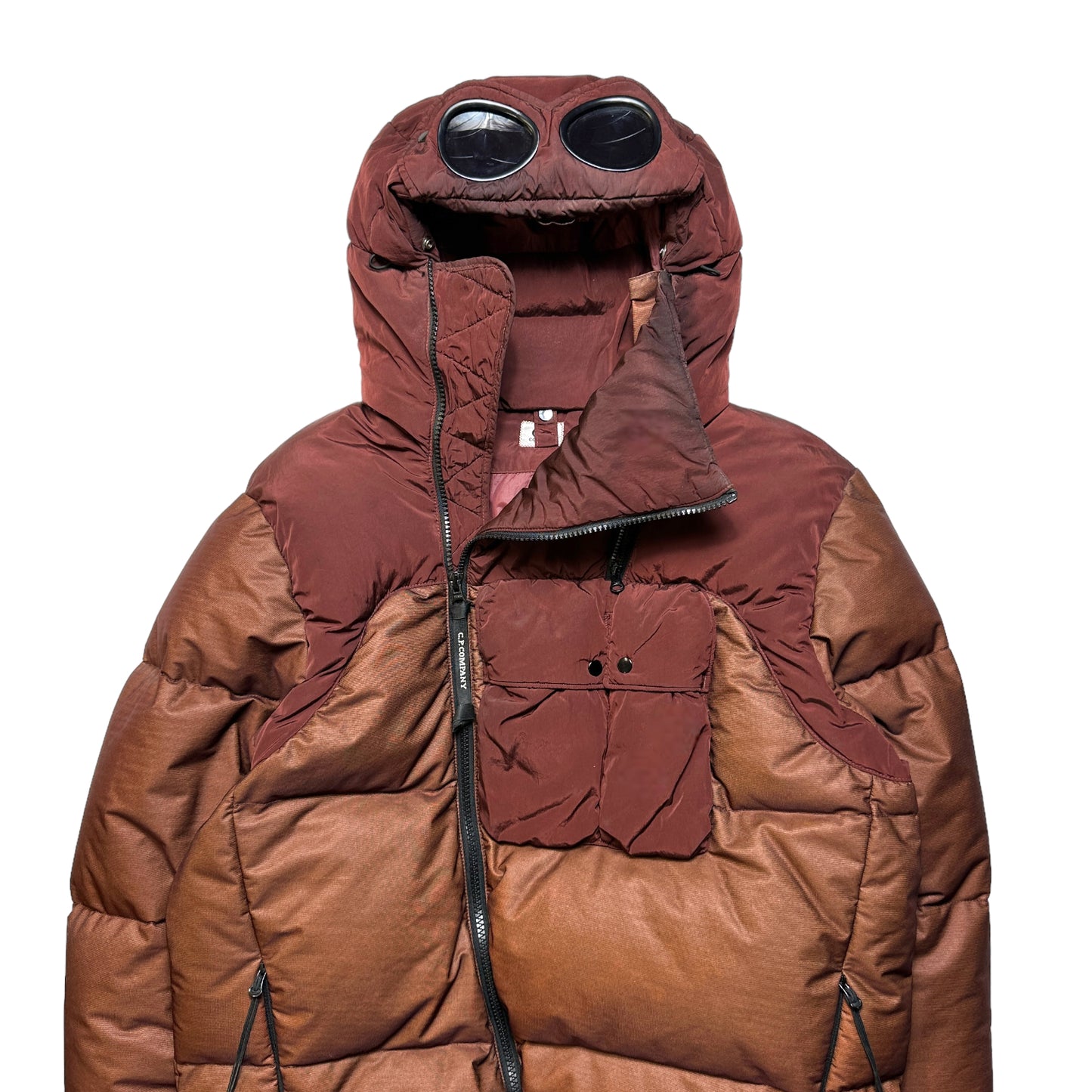 CP Company Burgundy Bi-Mesh Down Goggle Jacket - Medium / Large