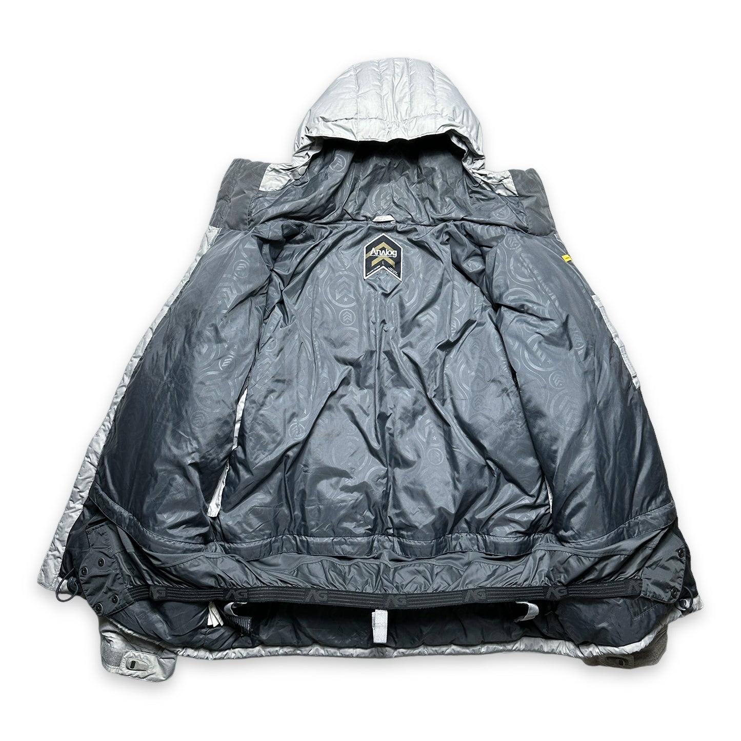 Analog Heavy Duty Light Grey Taped Zip Multi Pocket Down Jacket