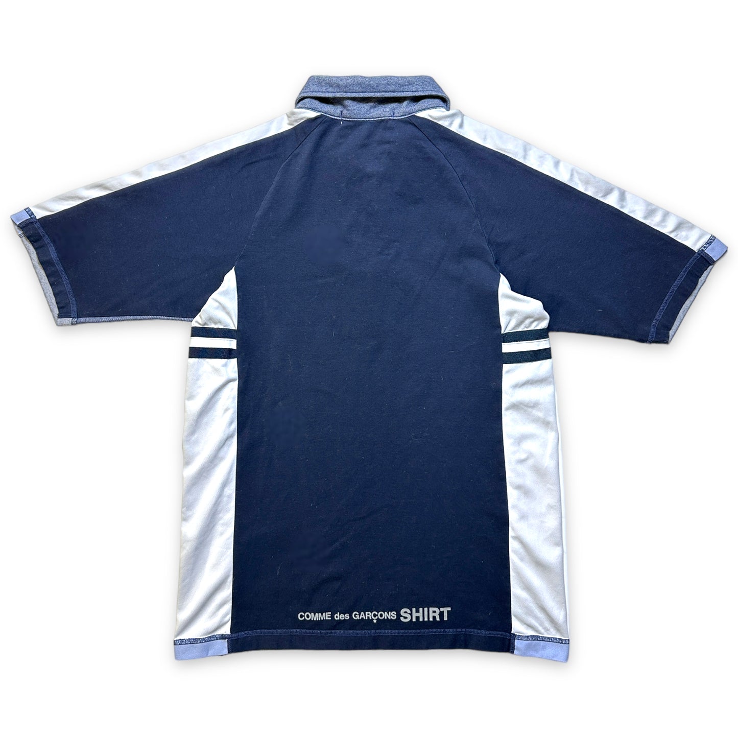 Comme Des Garcons Split Panel Navy Polo - Medium