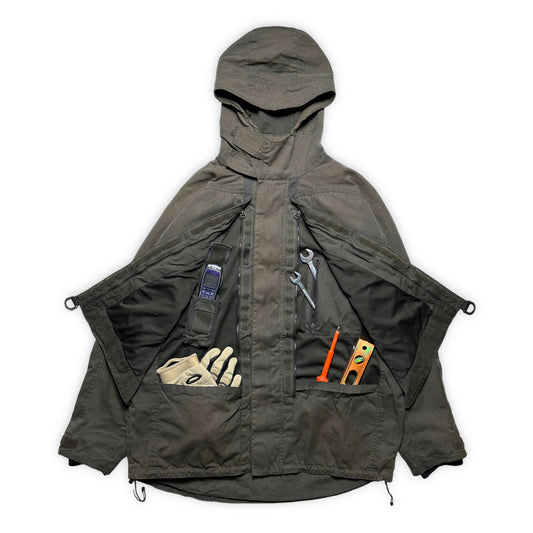 Early 2000's Levi's Waxed Cotton Olive Stash Pocket Technical Jacket