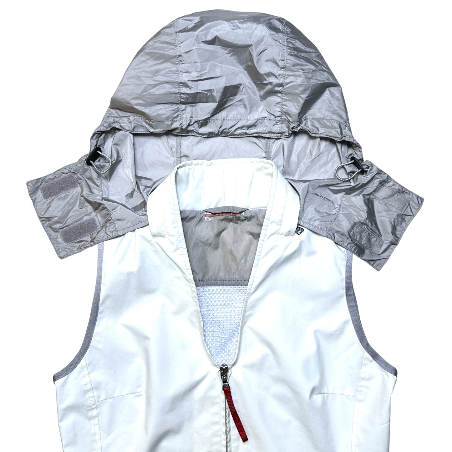 SS00’ Prada Sport Ventilated Packable Hood White Vest