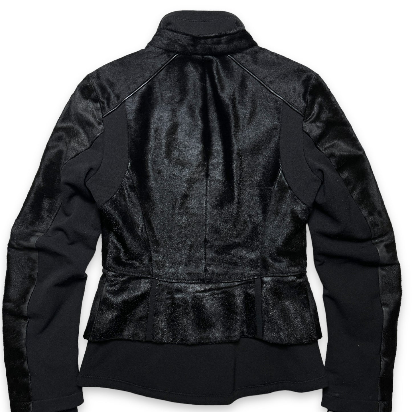 Début des années 2000 Prada Mainline Dyed Kid Fur Jet Black Jacket - Femmes 6-8