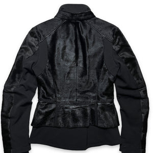 Early 2000's Prada Mainline Dyed Kid Fur Jet Black Jacket - Womens 6-8