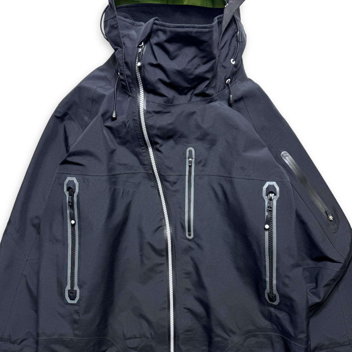 AW11' Stüssy x Afdice Jet Black Asymmetric Zip Technical Gore-Tex Jacket
