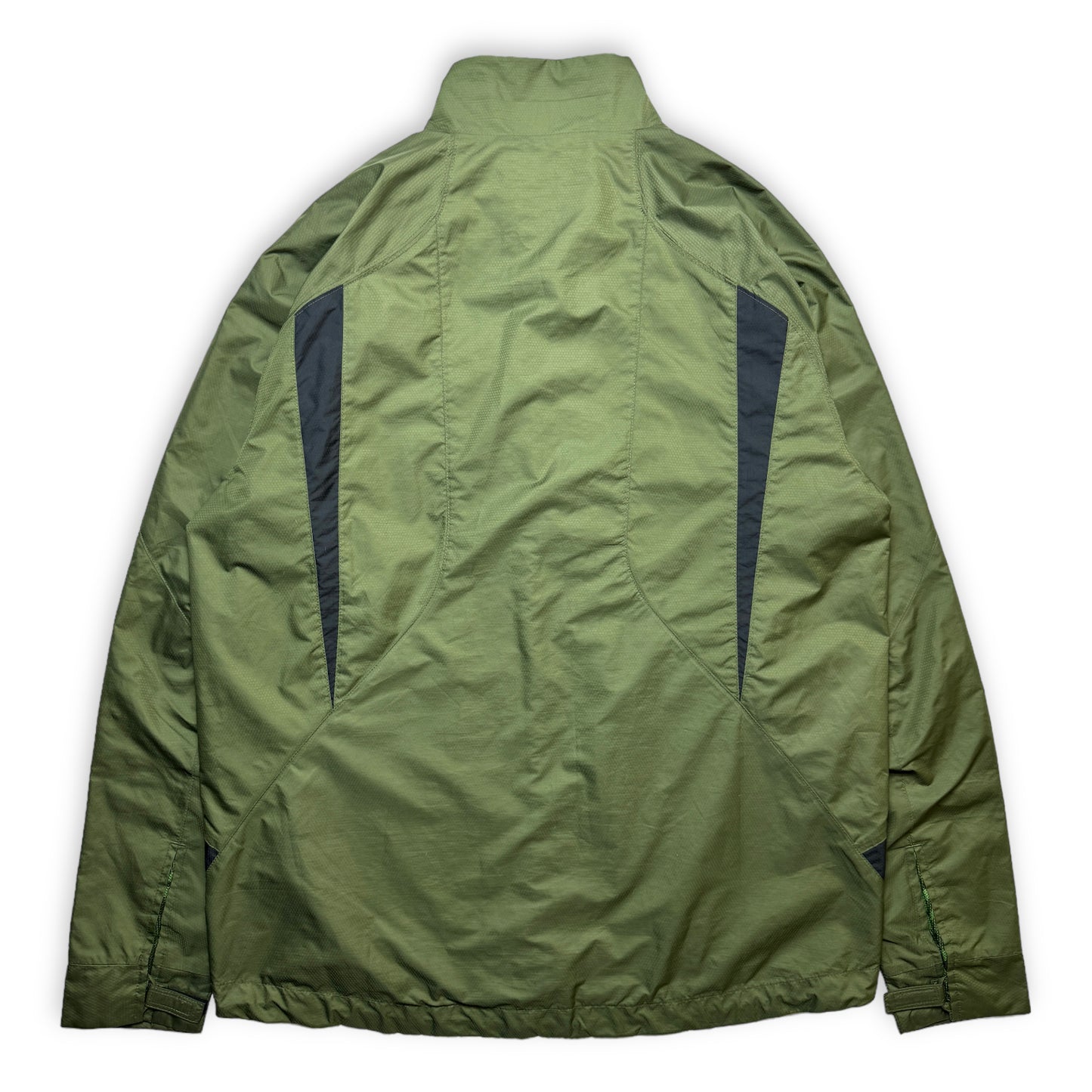 Early 2000's Nike Khaki Green Panelled Double Pocket Technical Jacket - Large