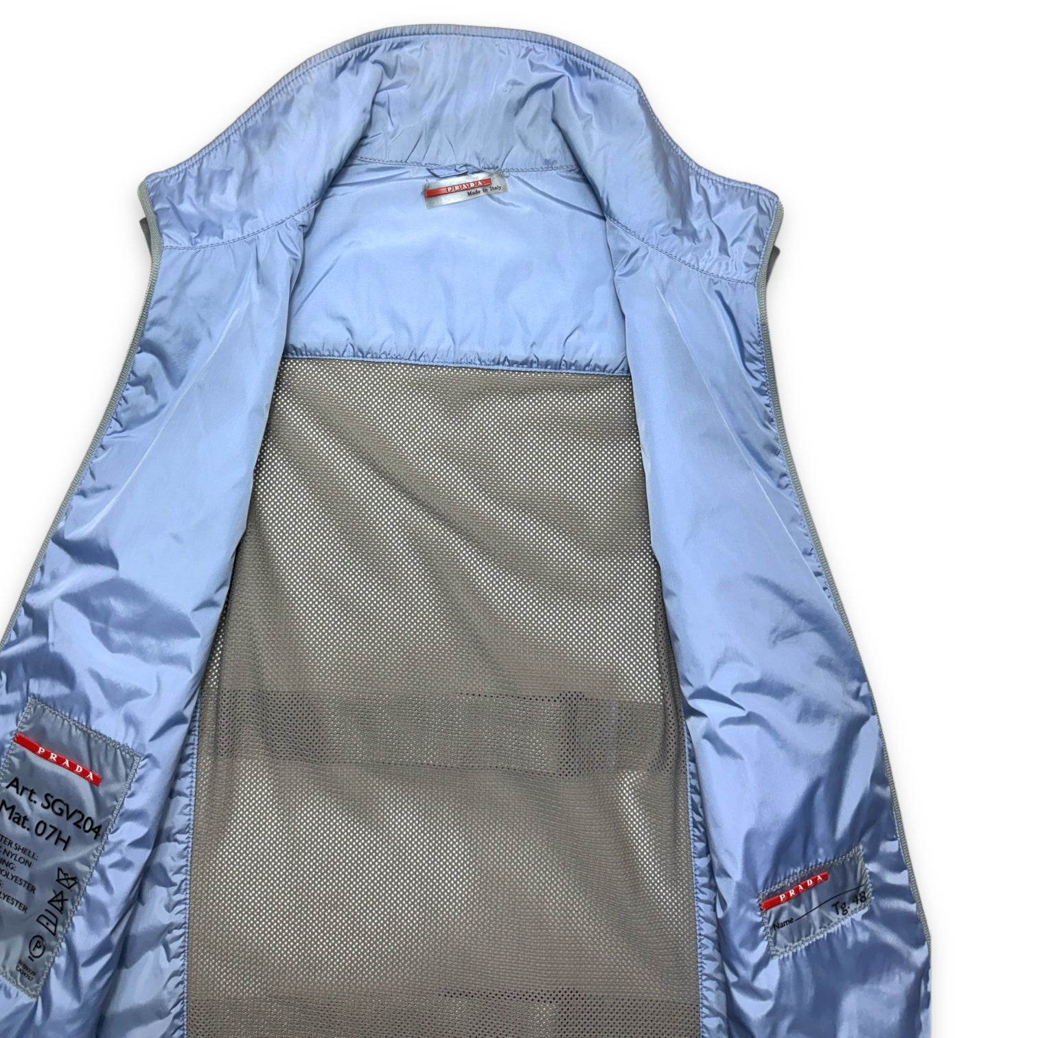 SS99' Prada Sport Baby Blue Padded Nylon Bondage Strap Vest