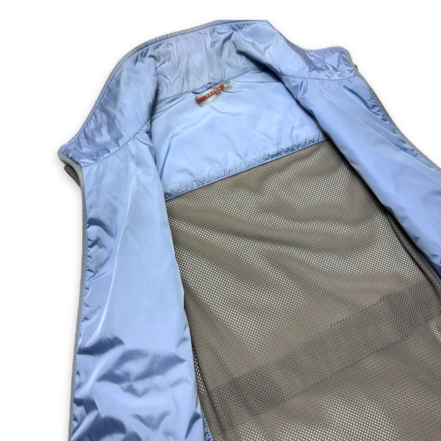 SS99' Prada Sport Baby Blue Padded Nylon Bondage Strap Vest - Medium