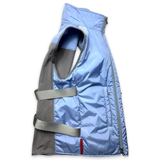 SS99' Prada Sport Baby Blue Padded Nylon Bondage Strap Vest - Medium