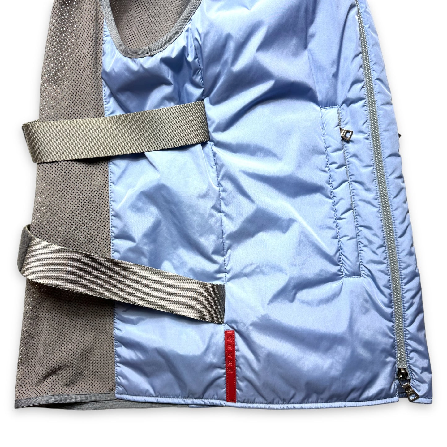 SS99' Prada Sport Baby Blue Padded Nylon Bondage Strap Vest - Medium