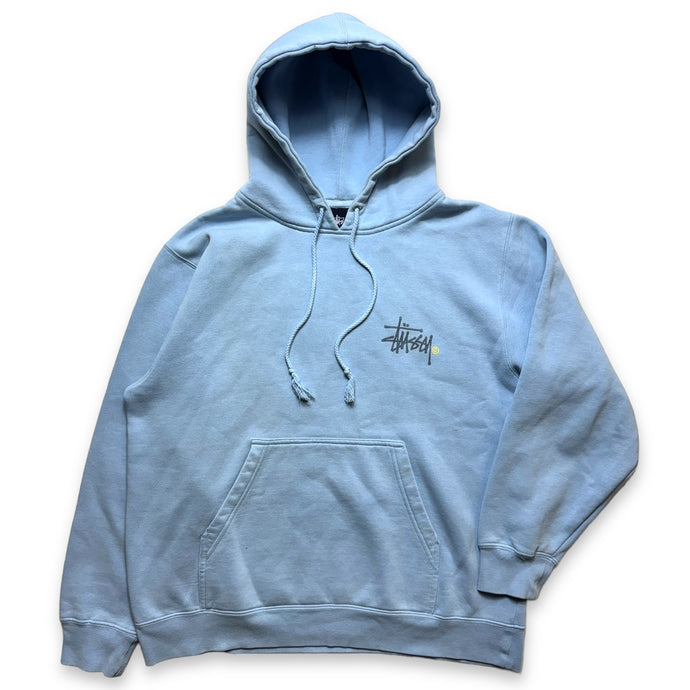 Early 2000's Stüssy Spellout Baby Blue Hoodie - Medium / Large