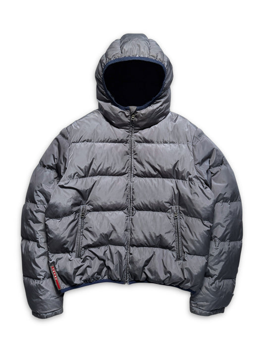 Early 2000's Prada Linea Rossa Gun Metal Grey Puffer Jacket