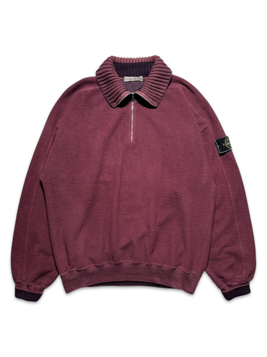 1990's Stone Island Deep Red 1/4 Zip Fleece