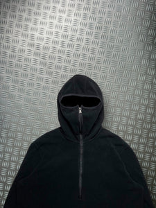 Early 2000's Prada Sport Jet Black Balaclava Half Zip Nylon Panel Fleece