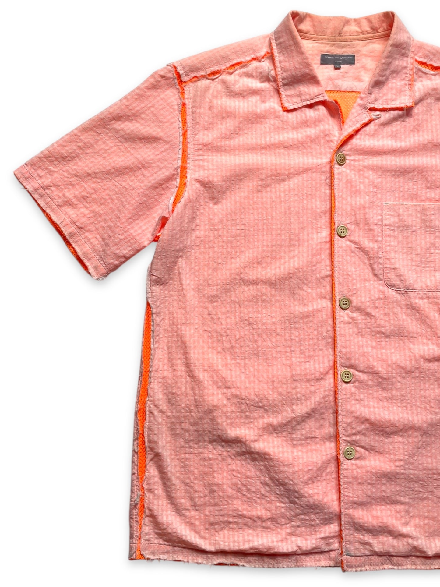 2003 Comme Des Garcons Exposed Mesh Seam Short Sleeve Shirt