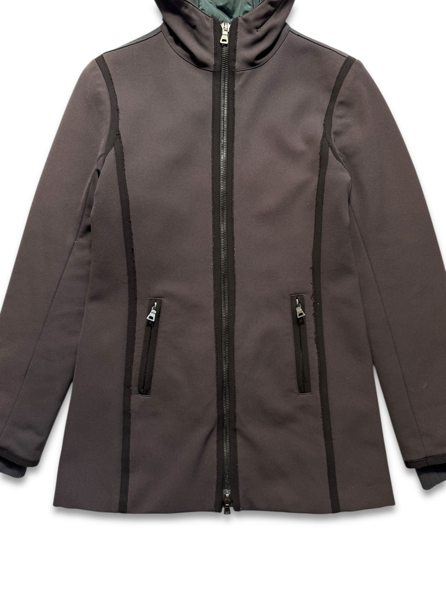 Prada Mainline Washed Brown Hooded Womens Jacket