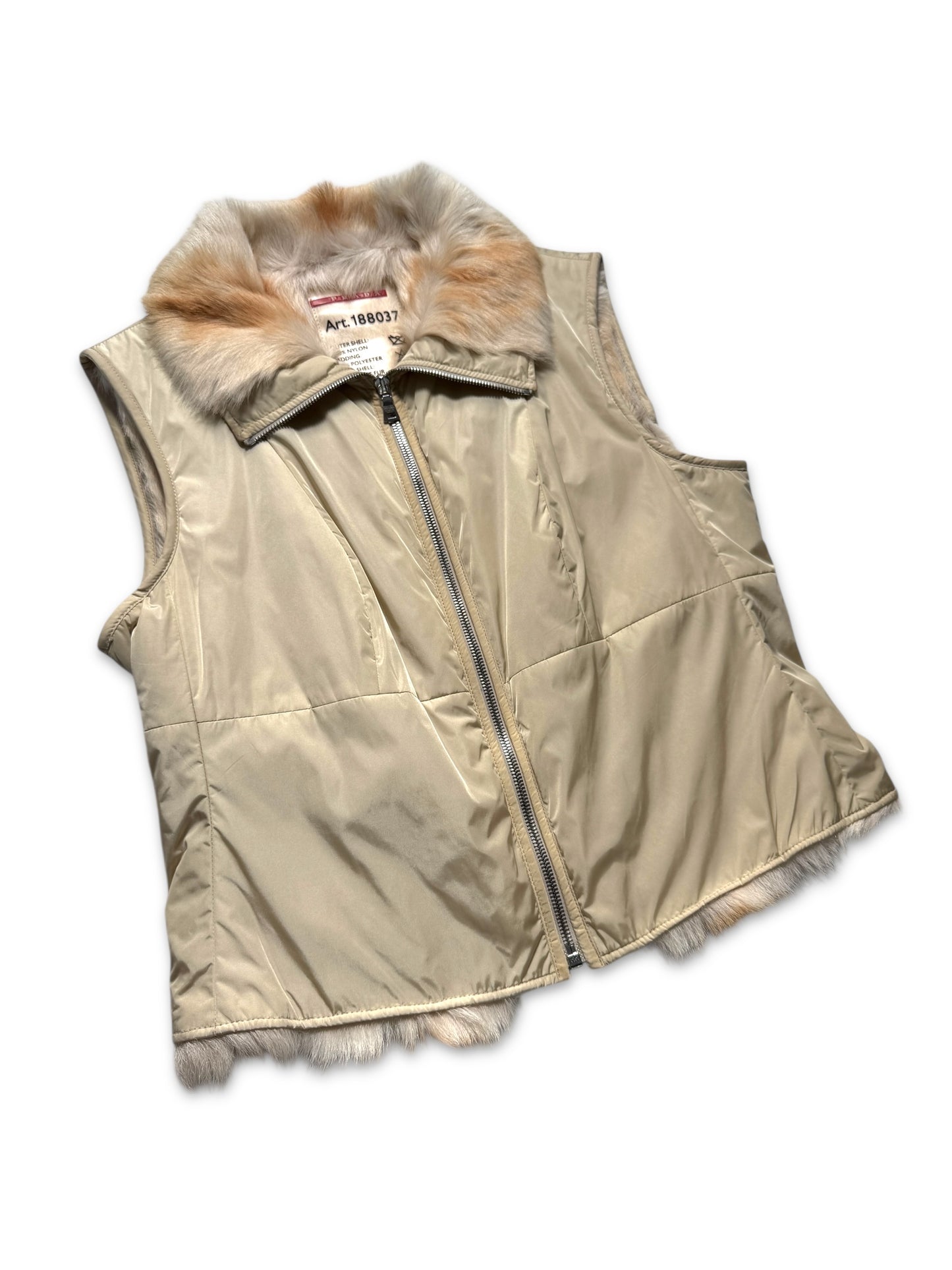 Prada Sport Fur Lined Light Beige Vest