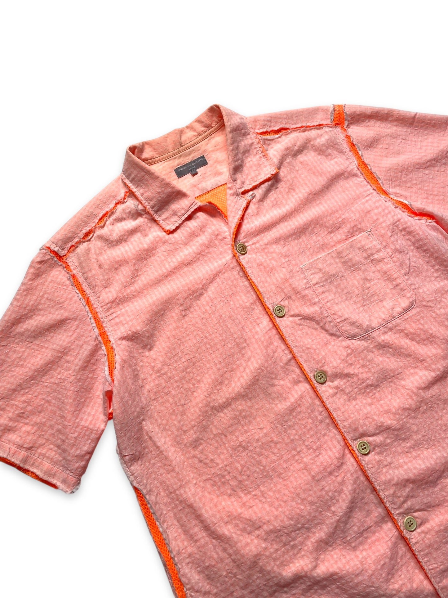 2003 Comme Des Garcons Exposed Mesh Seam Short Sleeve Shirt