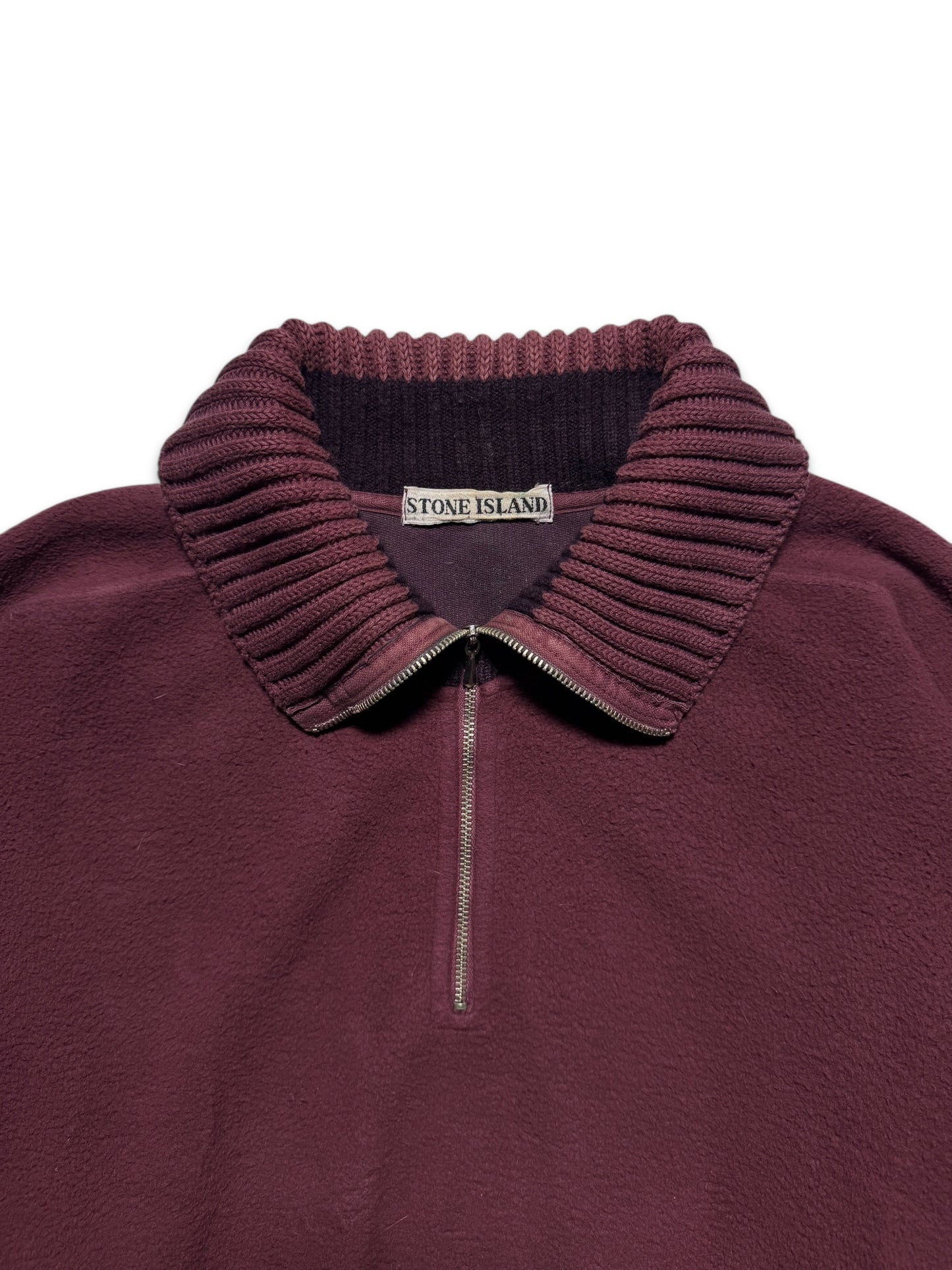 1990's Stone Island Deep Red 1/4 Zip Fleece