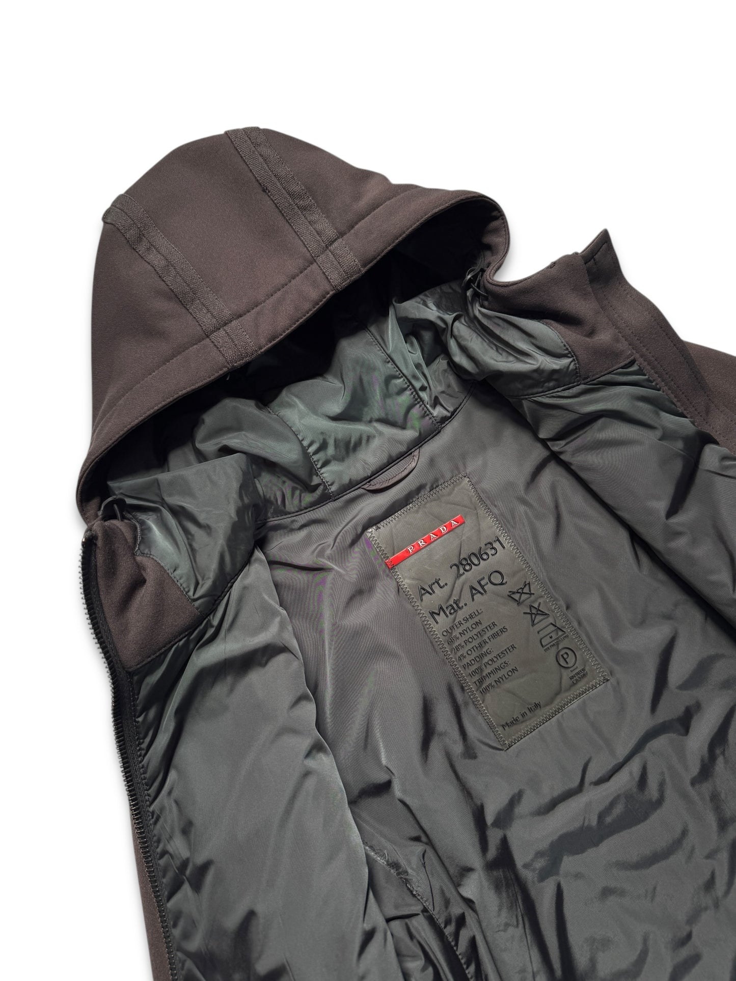 Prada Mainline Washed Brown Hooded Womens Jacket