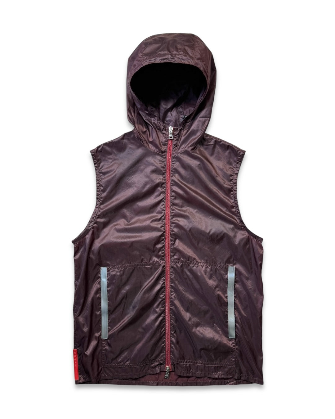 SS99' Prada Sport Burgundy Nylon Hooded Vest