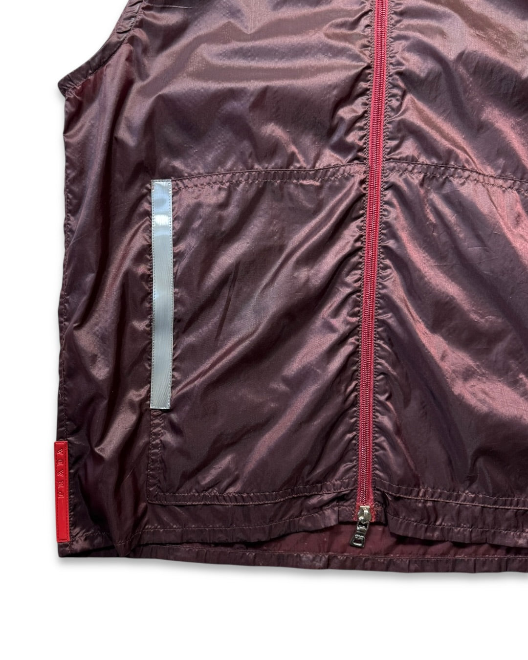 SS99' Prada Sport Burgundy Nylon Hooded Vest