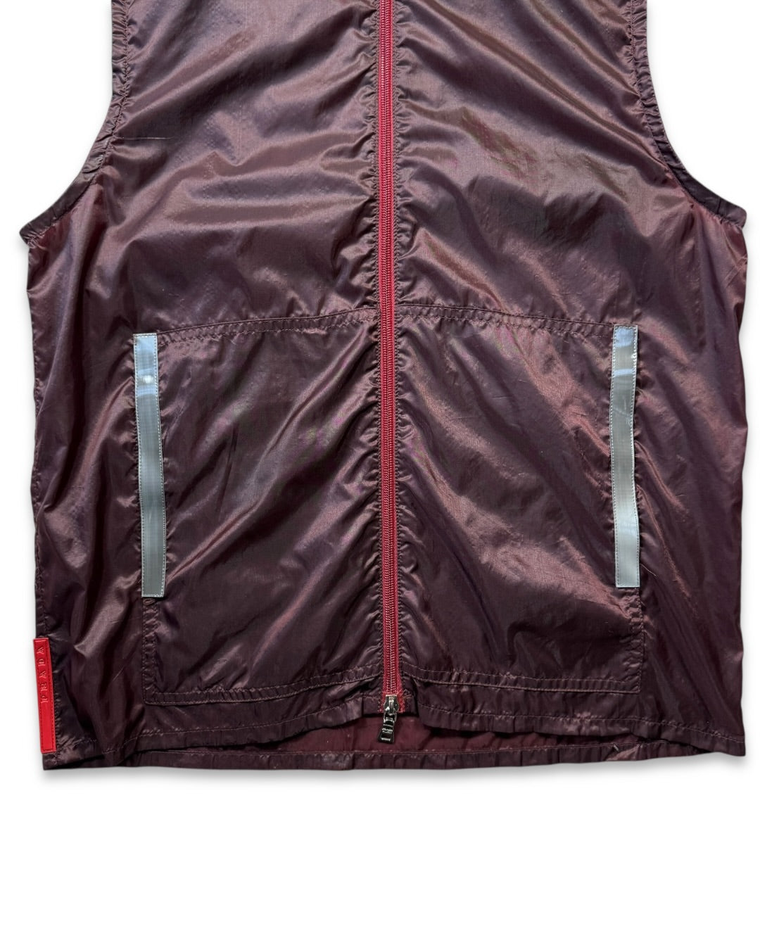 SS99' Prada Sport Burgundy Nylon Hooded Vest