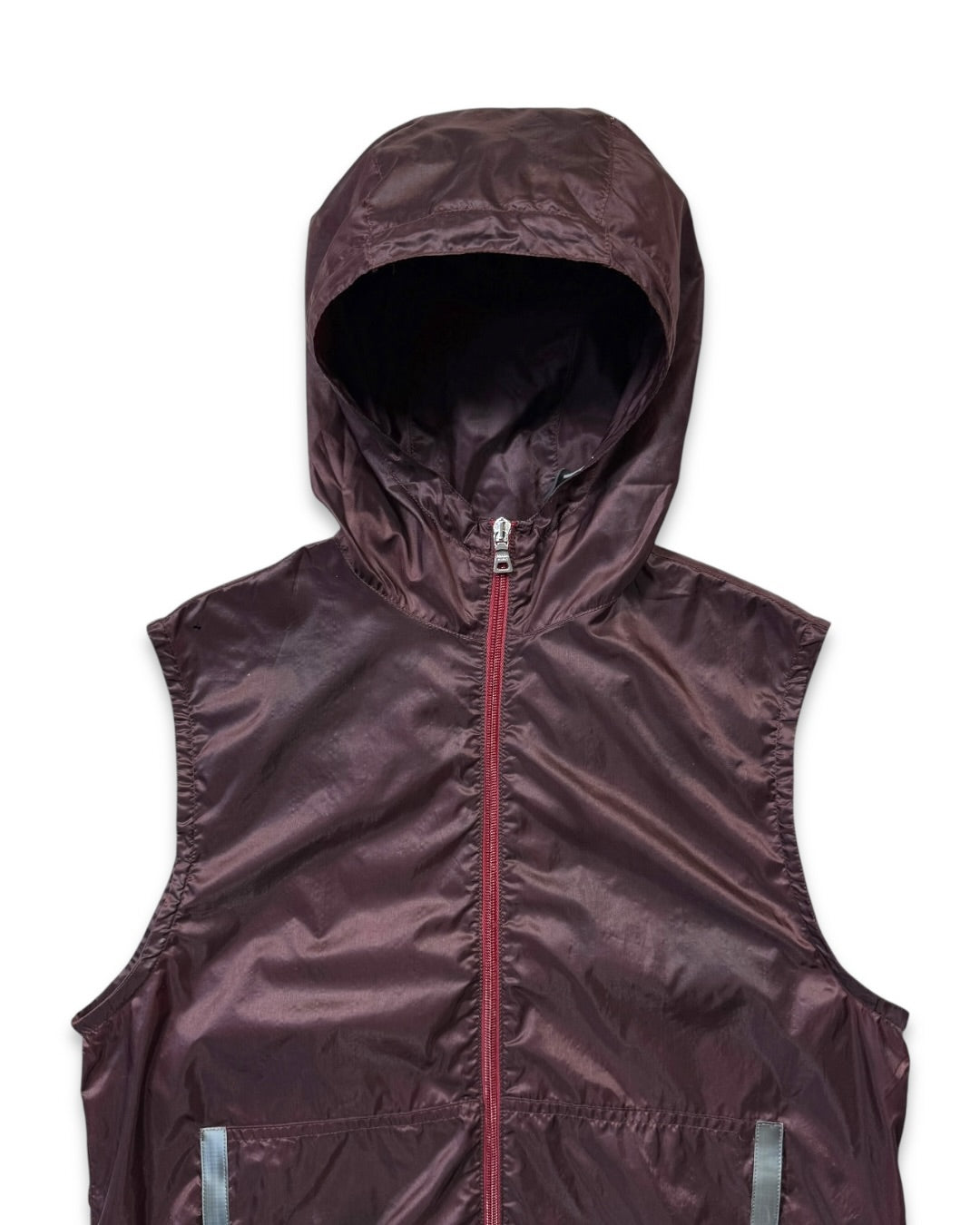 SS99' Prada Sport Burgundy Nylon Hooded Vest