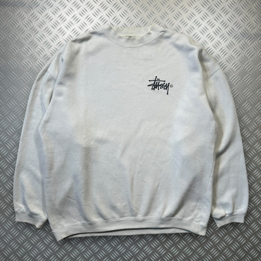 Late 1990's Stüssy Off White Sweatshirt - Extra Large