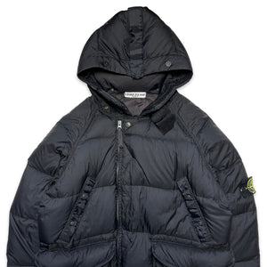 AW08' Stone Island Black Off Centre Zip Opaque Puffer Jacket - Medium