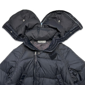 AW08' Stone Island Black Off Centre Zip Opaque Puffer Jacket - Medium