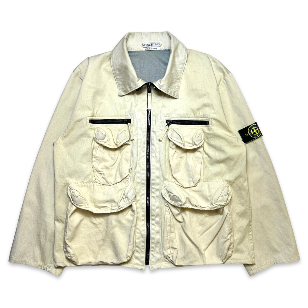 SS95’ Stone Island Light Yellow Multi Pocket Jacket - Large