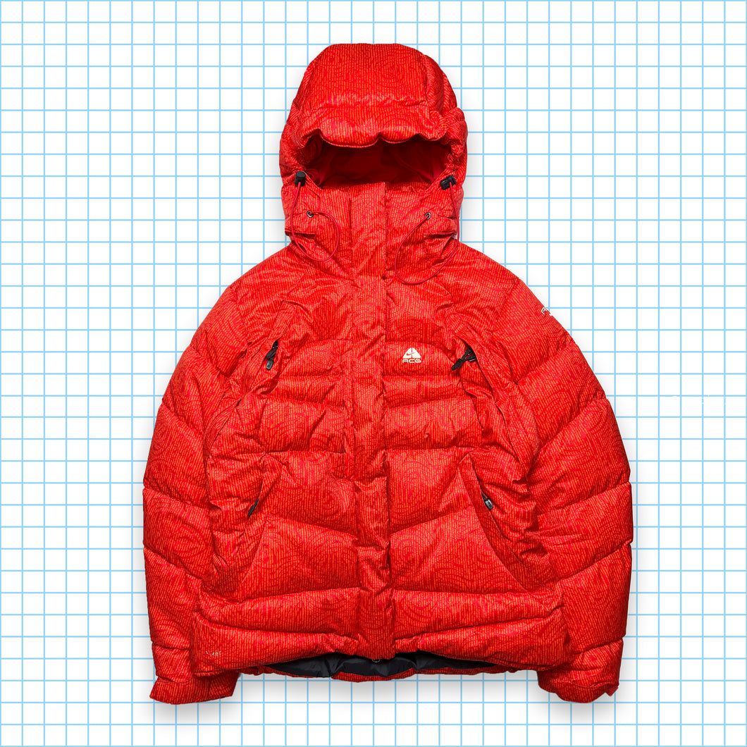 Veste matelassée Nike ACG bicolore rouge avec graphisme complet - Petit / Moyen