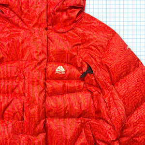 Nike ACG Two Tone Red Full Graphic Puffer Jacket - Small / Medium