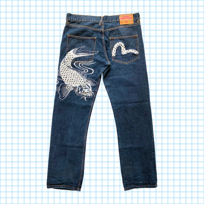 Jean en denim à lisière brodée Evisu Koi Carp - Taille 34/36