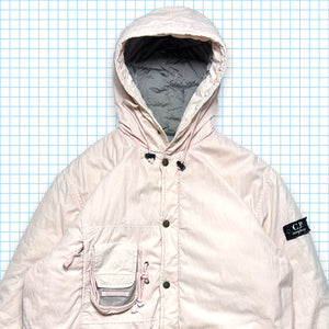 Fin des années 90 CP Company Baby Pink Tri-Pocket Parka Down Jacket - Moyen